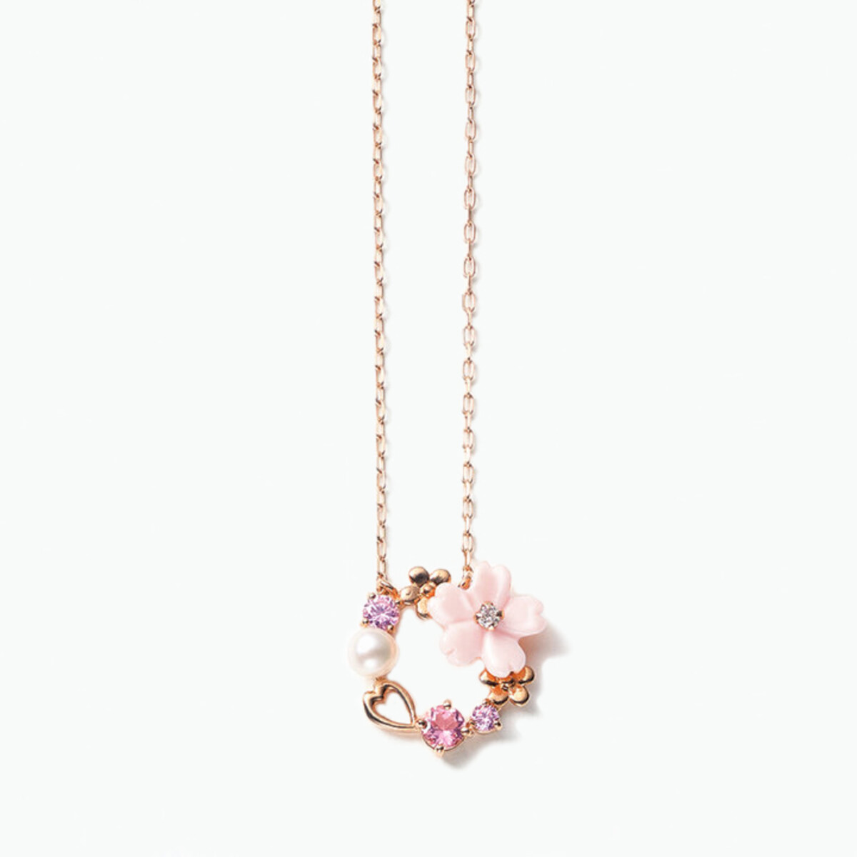 ネックレス　ピンク K10 ピンクゴールド ダイヤモンド ハート ネックレス（0442-9893