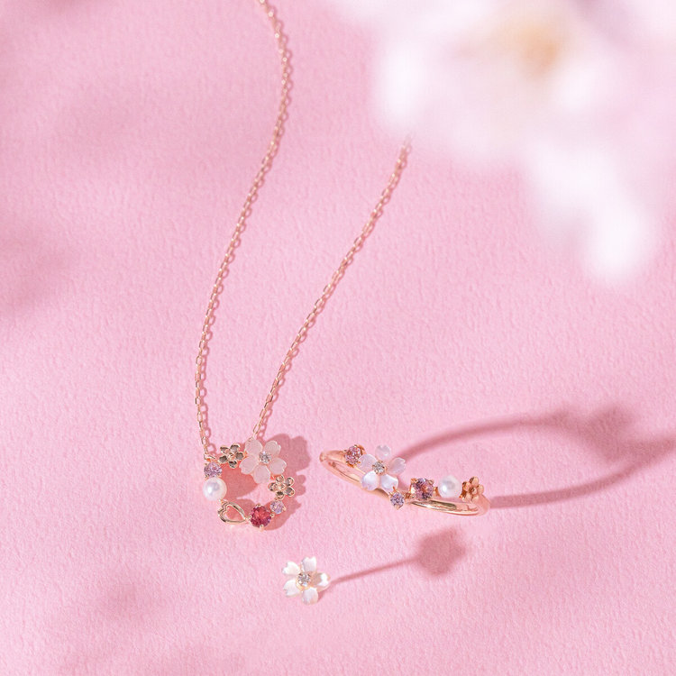 BLOOM ブルーム 【2026スプリングコレクション】【Birth Flower】4月誕生花 K10 ピンクゴールド サクラ ネックレス ピンクゴールド