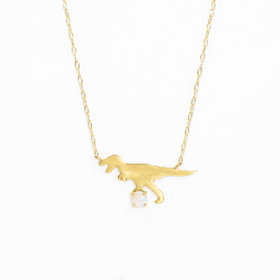 【Precious】10月誕生石 K10 イエローゴールド オパール ティラノサウルス ネックレス