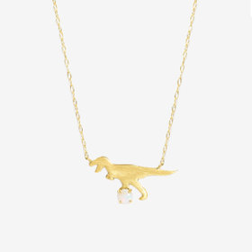 【Precious】10月誕生石 K10 イエローゴールド オパール ティラノサウルス ネックレス