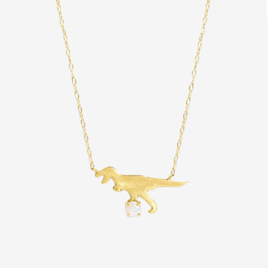 【Precious】10月誕生石 K10 イエローゴールド オパール ティラノサウルス ネックレス