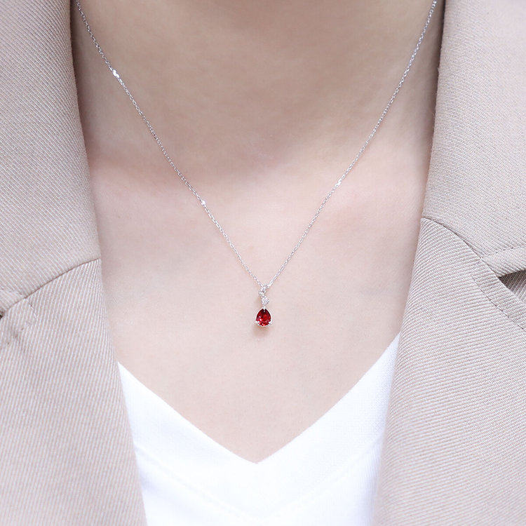 BLOOM ブルーム 1月誕生石 K10 ホワイトゴールド ガーネット ネックレス ホワイトゴールド