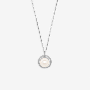 6月誕生石 K10 ホワイトゴールド あこや真珠 ネックレス