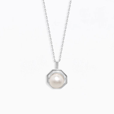 6月誕生石 K10 ホワイトゴールド あこや真珠 ネックレス