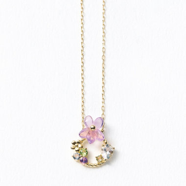 【Birth Flower】3月誕生花 K10 イエローゴールド スミレ ネックレス