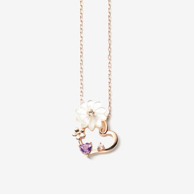 【Birth Flower】2月誕生花 K10 ピンクゴールド マーガレット ネックレス