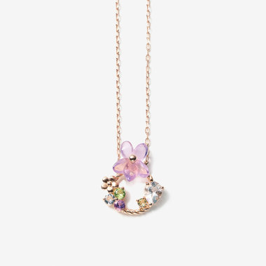 【Birth Flower】3月誕生花 K10 ピンクゴールド スミレ ネックレス