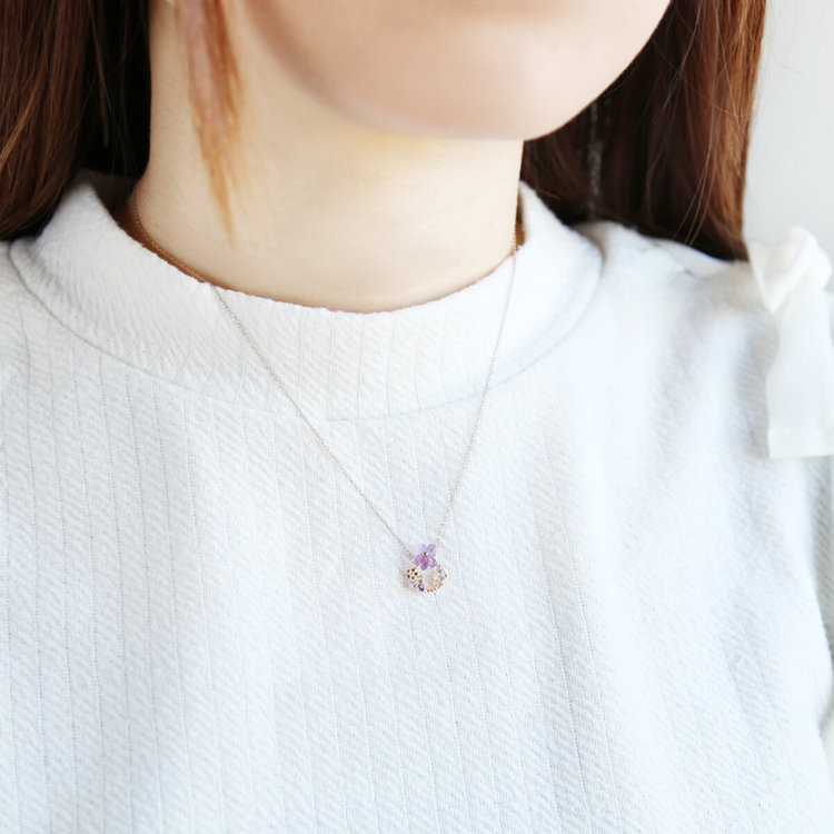 BLOOM ブルーム 【Birth Flower】3月誕生花 K10 ピンクゴールド スミレ ネックレス ピンクゴールド