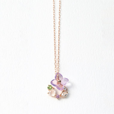 低価格 Birth Flower】6月誕生花 K10 ピンクゴールド アジサイ アクセサリー