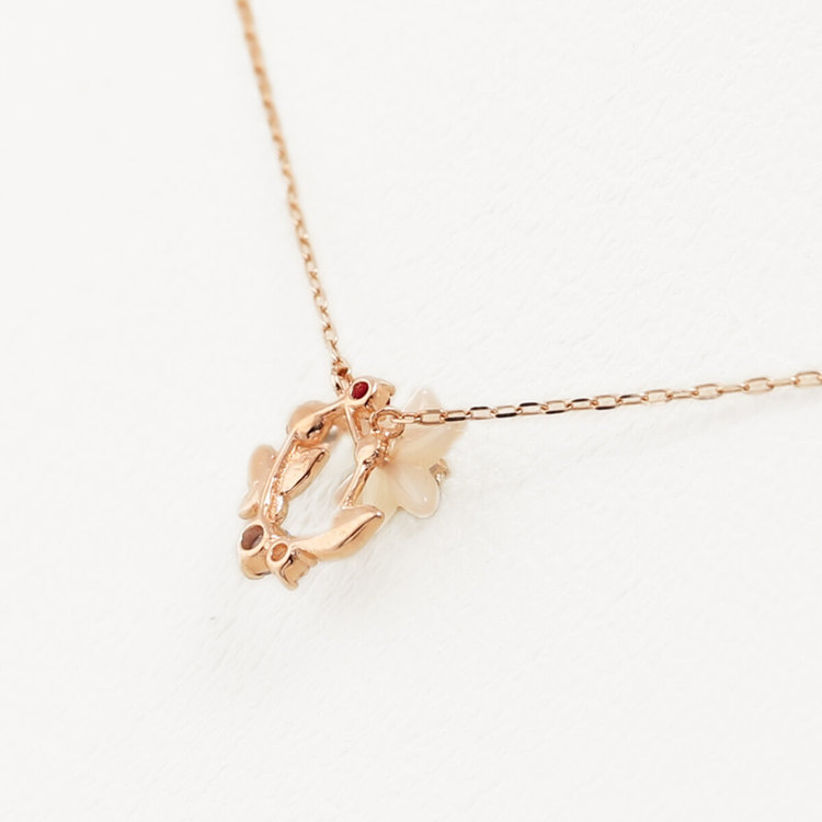 BLOOM ブルーム 【Birth Flower】7月誕生花 K10 ピンクゴールド ユリ ネックレス ピンクゴールド