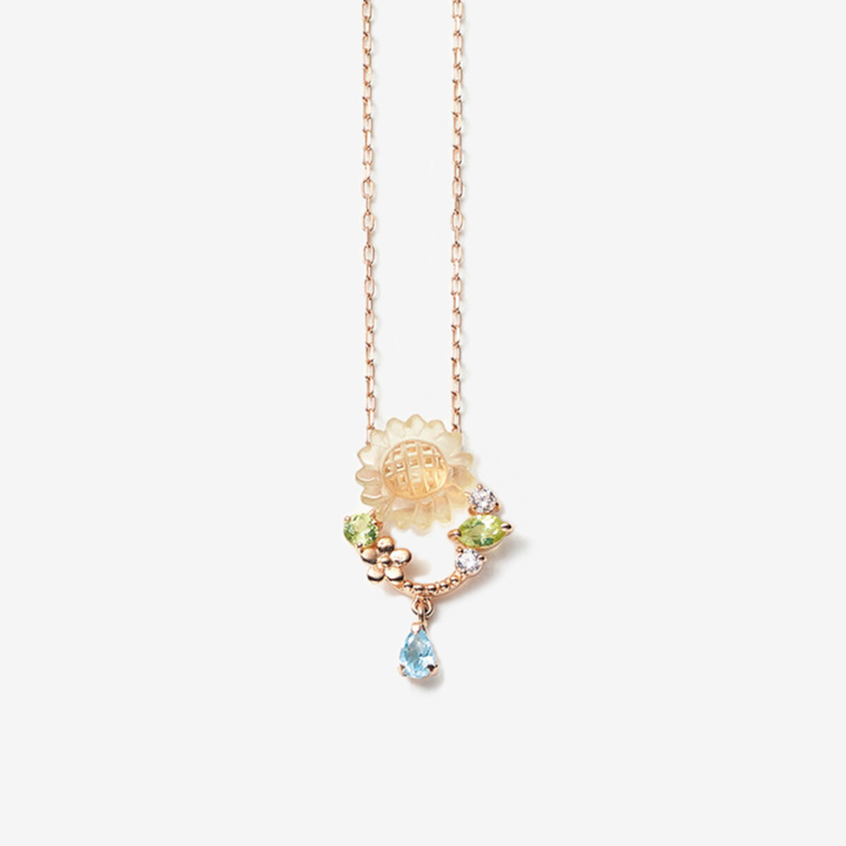 プレゼントに❣️ K10✨　華奢ネックレス　♡ギフトBOXサービス♡ Birth Flower】8月誕生花 K10 イエローゴールド ヒマワリ ネックレス