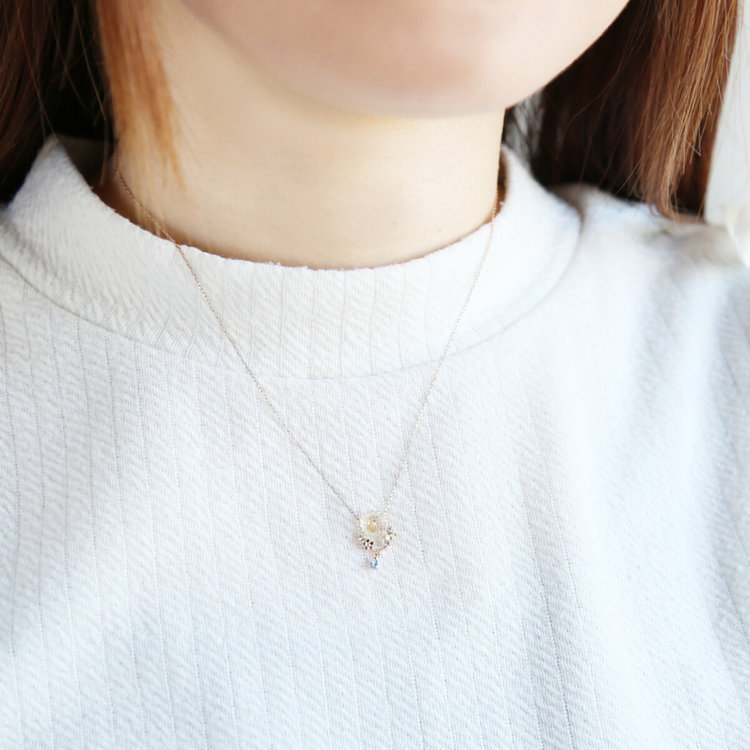 BLOOM ブルーム 【Birth Flower】8月誕生花 K10 ピンクゴールド ヒマワリ ネックレス ピンクゴールド