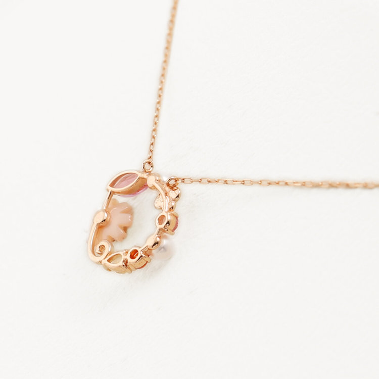 BLOOM ブルーム 【Birth Flower】10月誕生花 K10 ピンクゴールド コスモス ネックレス ピンクゴールド