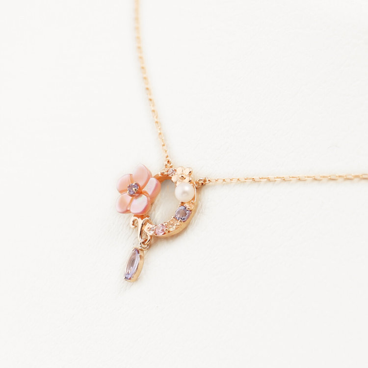 BLOOM ブルーム 【Birth Flower】12月誕生花 K10 ピンクゴールド クリスマスローズ ネックレス ピンクゴールド