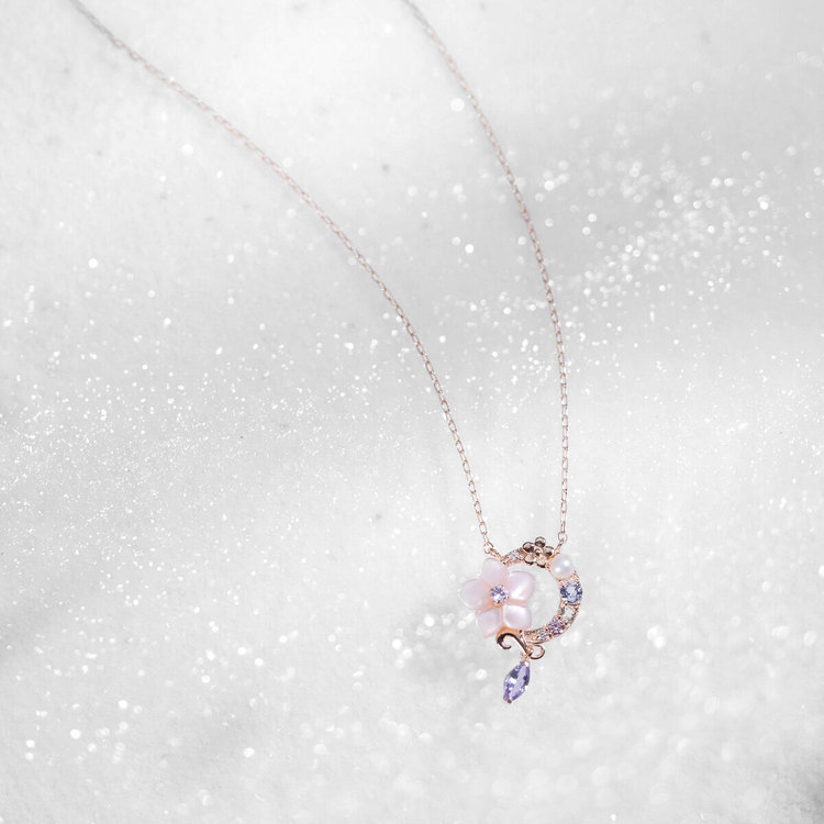 BLOOM ブルーム 【Birth Flower】12月誕生花 K10 ピンクゴールド クリスマスローズ ネックレス ピンクゴールド