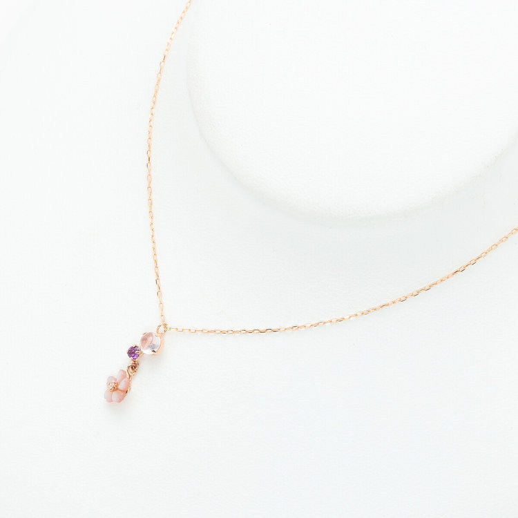 BLOOM ブルーム 【Birth Flower】4月誕生花 K10 ピンクゴールド サクラ ネックレス ピンクゴールド