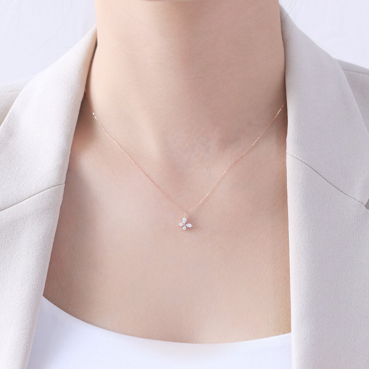 BLOOM ブルーム 【WEB限定】K10 ピンクゴールド キュービックジルコニア バタフライ ネックレス ピンクゴールド