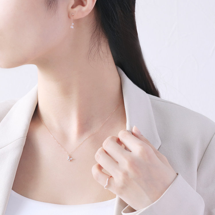 BLOOM ブルーム 【WEB限定】K10 ピンクゴールド キュービックジルコニア バタフライ ネックレス ピンクゴールド