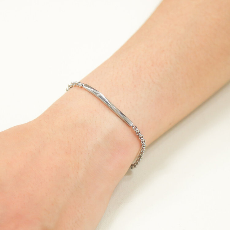 BLOOM ブルーム 【Link（つながり）】ステンレス ダイヤモンド ペアブレスレット（メンズ） シルバー