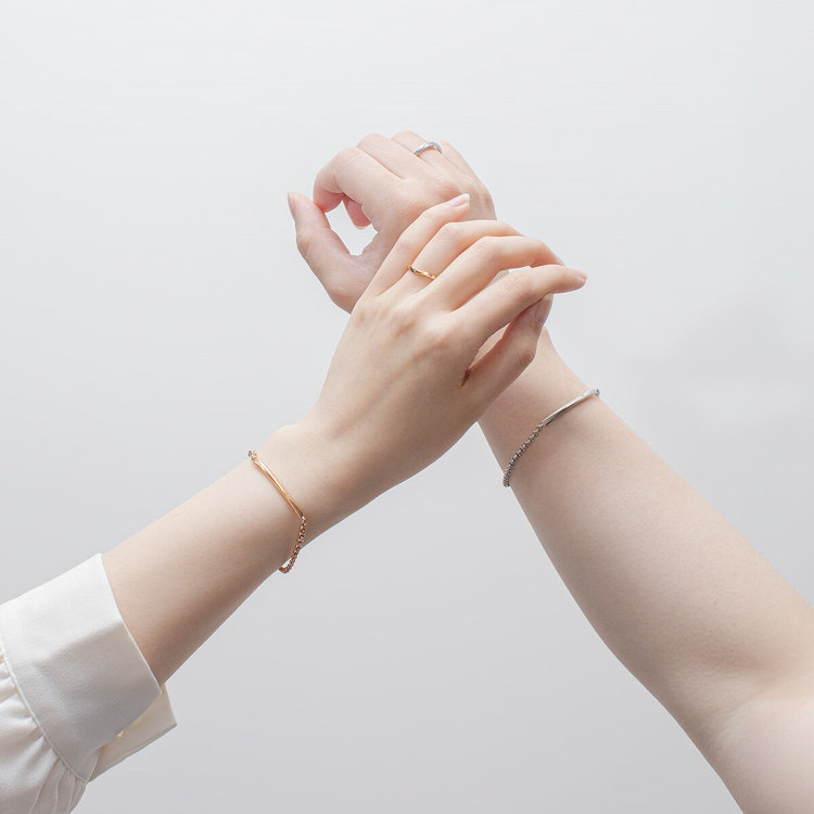 BLOOM ブルーム 【Link（つながり）】ステンレス ダイヤモンド ペアブレスレット（メンズ） シルバー