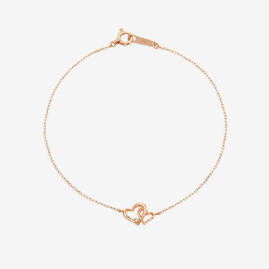 【GLOW】K10 ピンクゴールド ダイヤモンド ハート ブレスレット