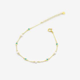 6月誕生石 K10 イエローゴールド 淡水パール ブレスレット