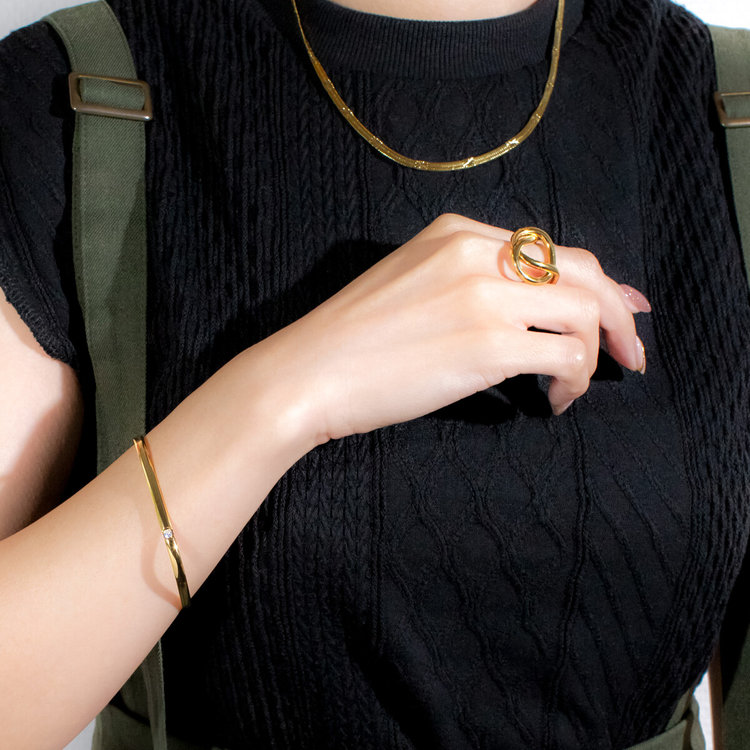 BLOOM ブルーム ステンレス キュービックジルコニア バングル（サージカルステンレス316L） イエロー