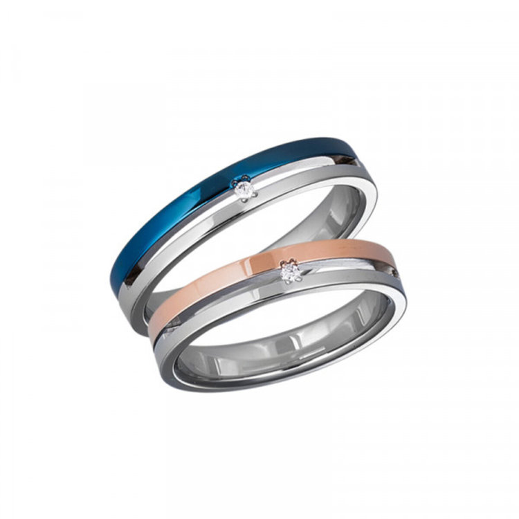 BLOOM ブルーム ステンレス ダイヤモンド ペアリング（メンズ） ブルー