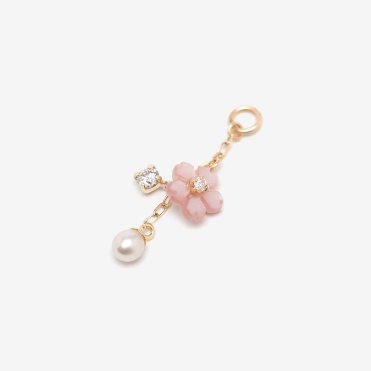 BLOOM ブルーム 【2026スプリングコレクション】K10 イエローゴールド ピンクシェル サクラ ピアスチャーム（片耳用） イエローゴールド