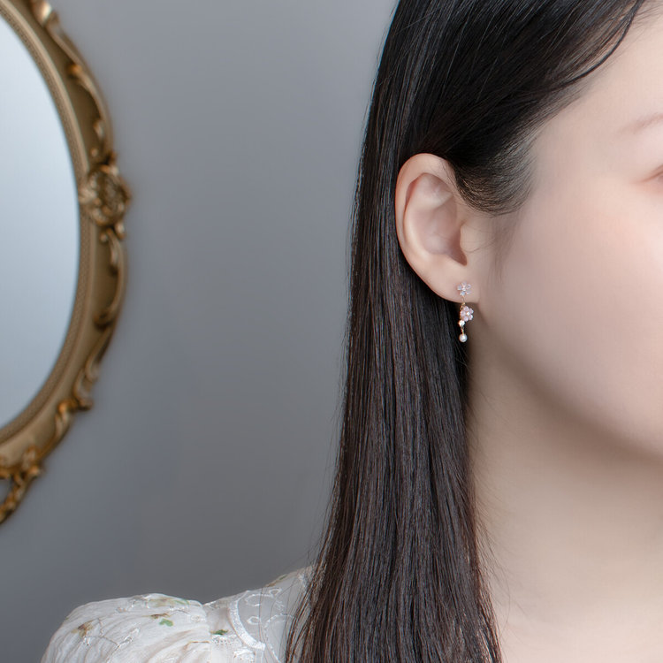 BLOOM ブルーム 【2026スプリングコレクション】K10 イエローゴールド ピンクシェル サクラ ピアスチャーム（片耳用） イエローゴールド