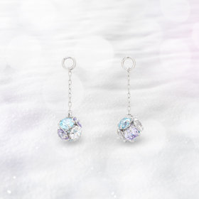 【2025ウインターコレクション】【Rondelle】K10 ホワイトゴールド キュービックジルコニア ピアスチャーム