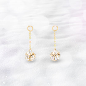 アフリカンシトリンフラワーカービングと希少リビアングラスのピアスチャーム アフリカンシトリンフラワーカービングと希少リビアングラスのピアス