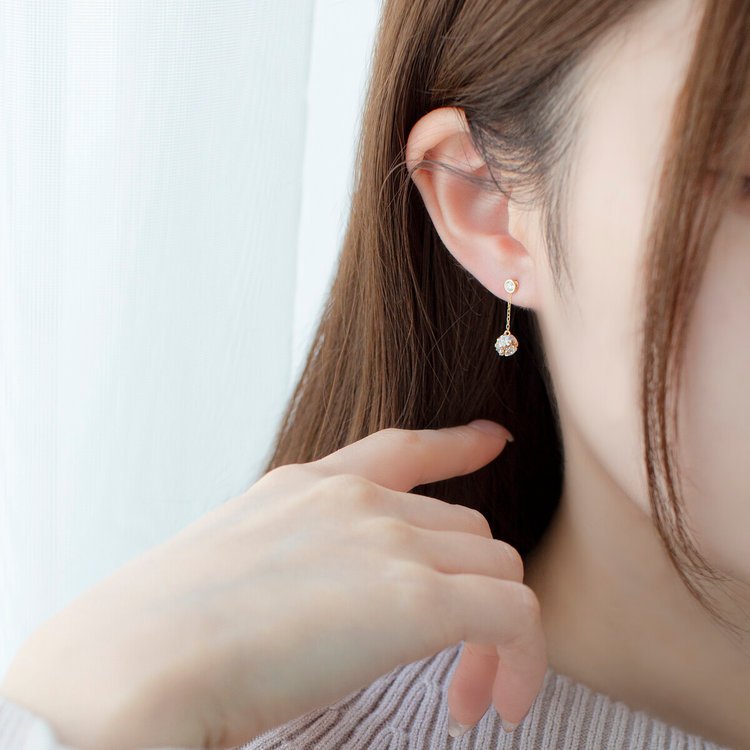 BLOOM ブルーム 【2025ウインターコレクション】【Rondelle】K10 イエローゴールド キュービックジルコニア ピアスチャーム イエローゴールド