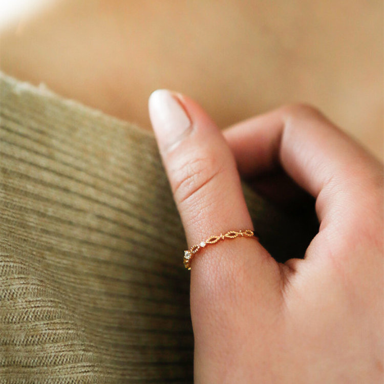 BLOOM ブルーム 【Mood】シルバー イエローゴールドメッキ キュービックジルコニア リング（指輪）※ピンキーサイズあり イエロー