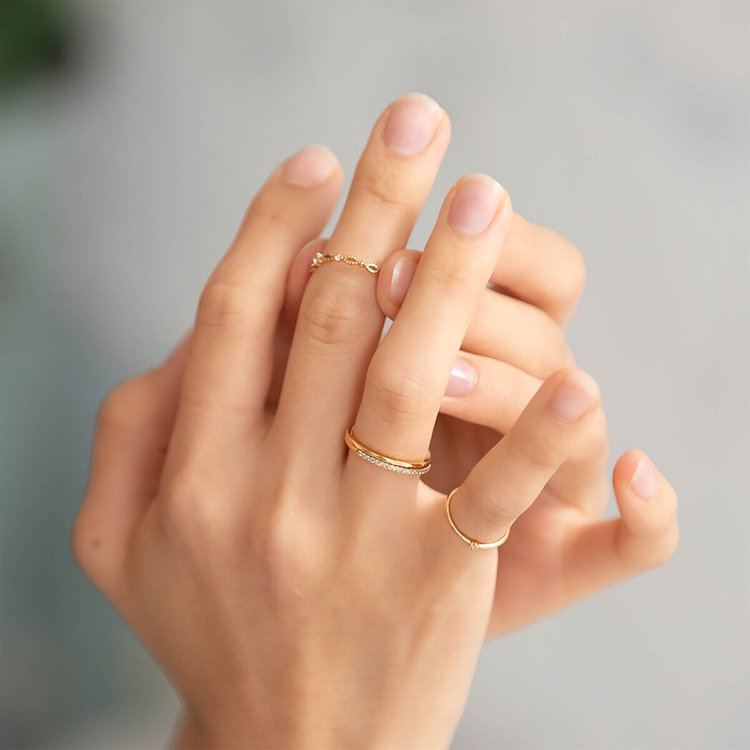 BLOOM ブルーム 【Mood】シルバー イエローゴールドメッキ キュービックジルコニア リング（指輪）※ピンキーサイズあり イエロー