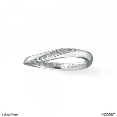 【ディズニー】SMACK 9月誕生石 シルバー プラチナメッキ ピンクサファイア ペアリング（レディース）