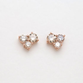 シルバー ピンクゴールドメッキ キュービックジルコニア ピアス