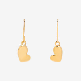 シルバー イエローゴールドメッキ ハート フック ピアス