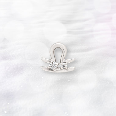 【2025ウインターコレクション】シルバー ロジウムメッキ キュービックジルコニア 星座 ピアス（てんびん座） ※片耳用