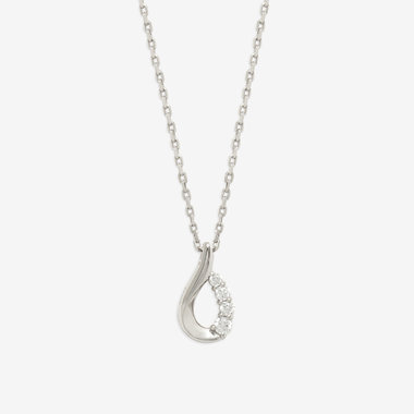 【Mood】シルバー プラチナメッキ キュービックジルコニア しずく ネックレス