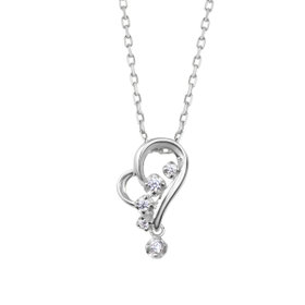 【Mood】シルバー プラチナメッキ キュービックジルコニア ハート ネックレス
