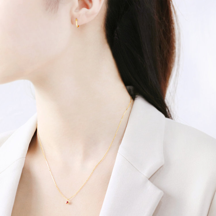 BLOOM ブルーム 【公式サイト限定】1月誕生石 シルバー イエローゴールドメッキ ガーネット リバーシブル ネックレス イエロー