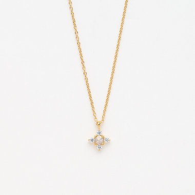 6月誕生石 シルバー イエローゴールドメッキ ムーンストーン ネックレス