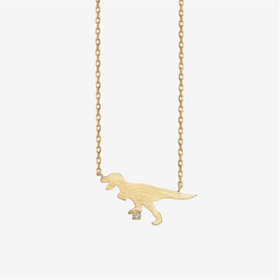 【WEB限定】シルバー イエローゴールドメッキ ダイヤモンド ティラノサウルス ネックレス