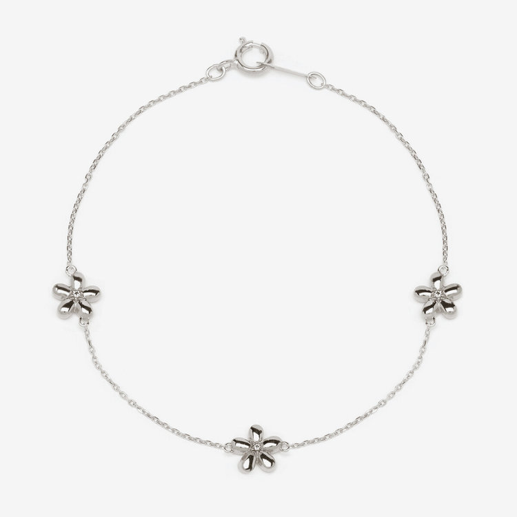 シルバー ロジウムメッキ キュービックジルコニア フラワー