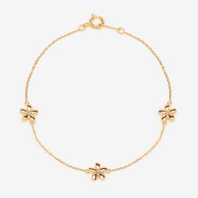 【2025オータムコレクション】シルバー イエローゴールドメッキ キュービックジルコニア フラワー ブレスレット