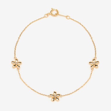 【2025オータムコレクション】シルバー イエローゴールドメッキ キュービックジルコニア フラワー ブレスレット