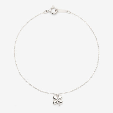 【2025オータムコレクション】シルバー ロジウムメッキ キュービックジルコニア クローバー ブレスレット