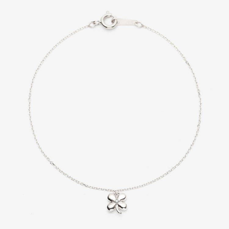 シルバー ロジウムメッキ キュービックジルコニア クローバー