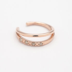 シルバー ピンクゴールドメッキ キュービックジルコニア イヤーカフ ※片耳用